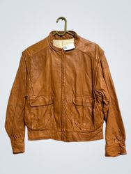 Veste en cuir brun