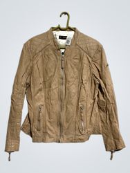 CABRINI Damen Braun Kunstleder Motorradjacke