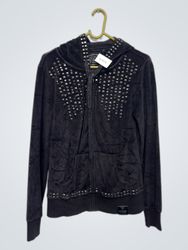 Guess Schwarzer Nieten Velours Hoodie