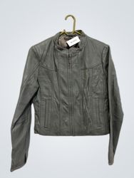Chaqueta de Cuero Gris NJ-5835