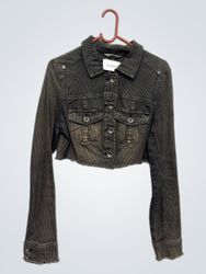 Giacca di jeans cropped a righe Orenco con crane r..