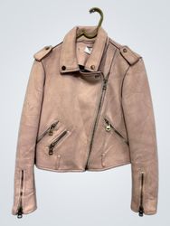Veste de biker en daim rose