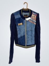 Desigual Patchwork Denim Bomber Jacket