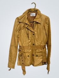 Tan Leather Jacket with Belt