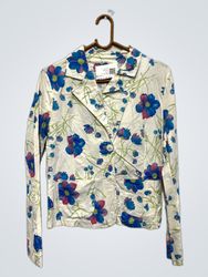 White floral print blazer