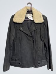 STAND Giacca Moto con Collo in Pelliccia