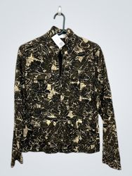 Chico's Floral Print Zip Front Jacket
