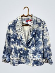 Blue Tie-Dye Blazer with Lace and Sequins