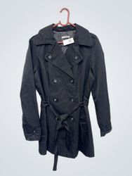 Trench-coat noir à double boutonnage