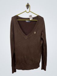 Polo by Ralph Lauren Brauner V-Ausschnitt-Pullover
