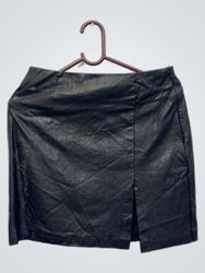 Stradivarius Black Faux Leather Mini Skirt