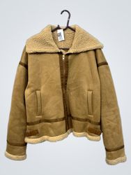Brown Sherpa Lined Aviator Jacket