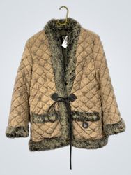 Quilted Jacket with Fur Trim