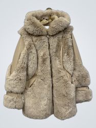 Copperose Faux Fur & Faux Leather Coat