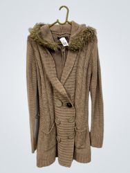 Jennifer Taylor Women's Brown Hooded Cardigan with..