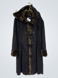 ET DIEU CRÉA LA FEMME Black Faux Fur Trimmed Hoode..