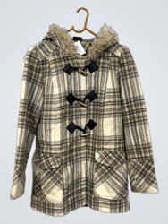 Colours of the World Plaid Duffle Coat with Fur Ho..