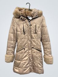 JAYLOUCY PARIS Quilted Puffer Coat with Fur Trim