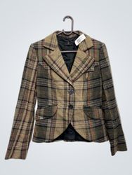 Tweed Blazer with Plaid Pattern and Leather Elbow ..