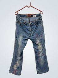JIAN LI SHEN Embroidered Flare Jeans
