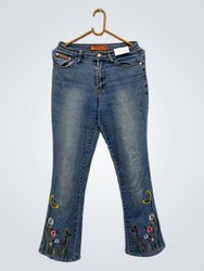 QIAO JUN Embroidered Flare Jeans