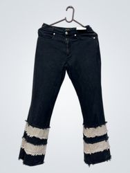 ONE ONE Black Jeans with Ruffled Hem