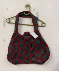 Black and Red Hexagon Pattern Handbag
