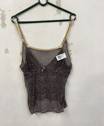 Transparente Leopardenmuster-Camisole mit Schleife..