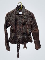 FN Brown Leather Biker Jacket