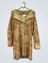 Brown Suede Fur Trimmed Coat
