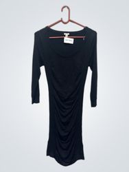 Guess Black Ruched Long Sleeve Dress