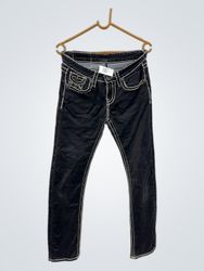 True Religion schwarze Jeans mit weißer Naht