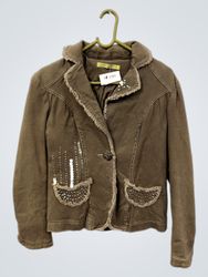 OUTAN Damenjacke in Braun mit Paillettenverzierung