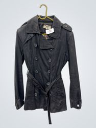 J & J Women's Casaco Trench Coat Preto Feminino Do..