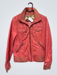 Veste aviateur en cuir rose