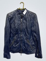 Manguun Collection ブルー フェイクレザー ジャケット