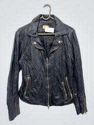 blouson en cuir noir de whkmp