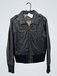 Giacca bomber in pelle nera