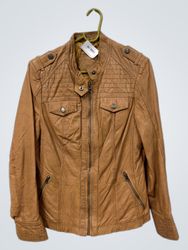 TOM TAILOR Women's Brown Faux Leather Jacket