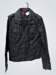 Superdry Jaqueta Preta de Faux Leather