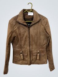 Giacca in pelle marrone Skira con tasche