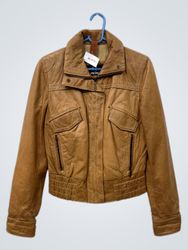 Veste en cuir brun PATAGO