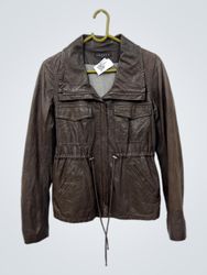 Theory Brown Leather Utility Jacket