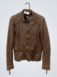Chaqueta de cuero marrón tigha