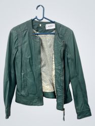 Veste en cuir verte NJ-9917