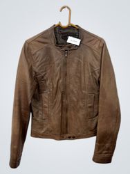 NADINE Damen Lederjacke in Braun, Made in Italy