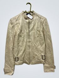 AL SHAKHOV Gold Leather Jacket