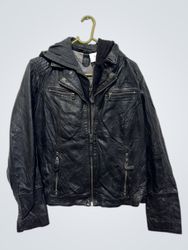 Gipsy Black Faux Leather Hooded Jacket