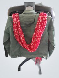 Green Jacket with Red Scarf