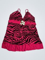Pink and black zebra print halter top with embelli..